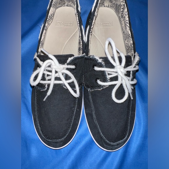 Sanuk Sailaway Fray Women's Boat Shoes Black Slip On Sidewalk Surfers Flats 9.5 - Picture 2 of 8
